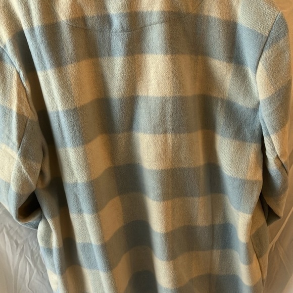 NWT: Kensie Jeans blue/cream SHACKET oversized plaid button up-pockets~size L - Picture 7 of 13